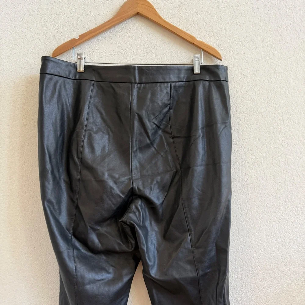 Eloquii Black Faux Leather Straight Leg Pants Plus Size 16 High Rise‎